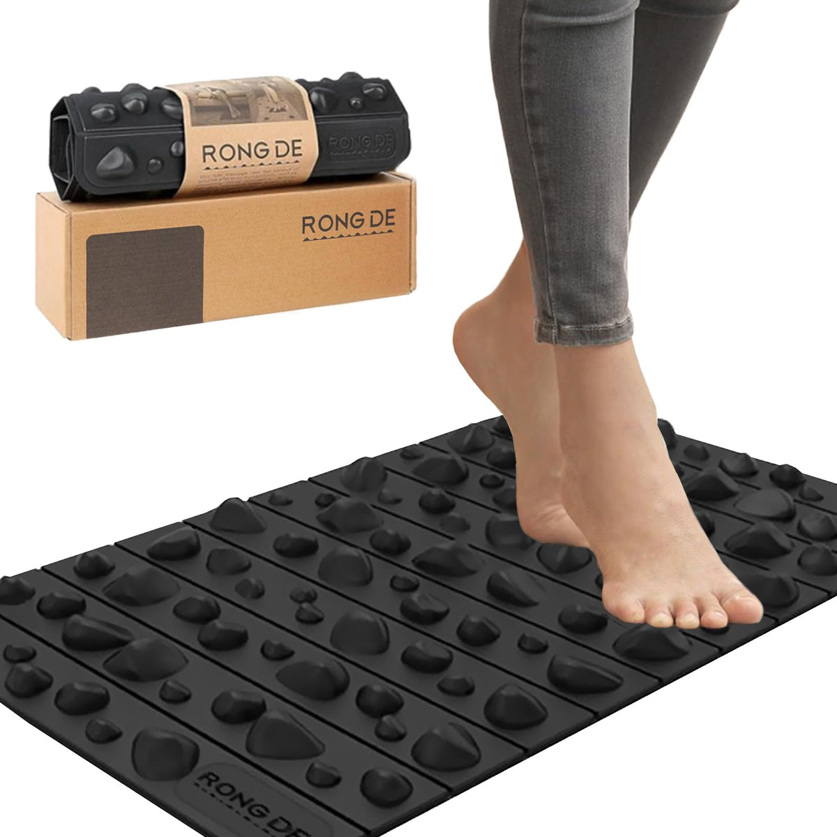 Portable Feet Acupressure Mat (Black - Small)