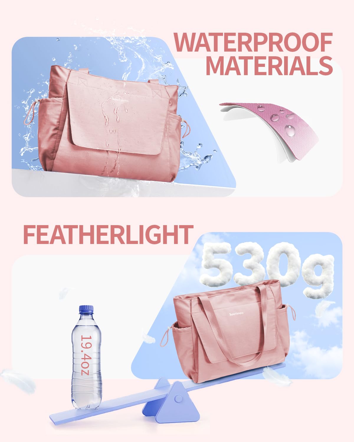 Yoga Mat Bag Waterproof Tote Gym Bag Mat Carrier W (Lotus Root Pink)