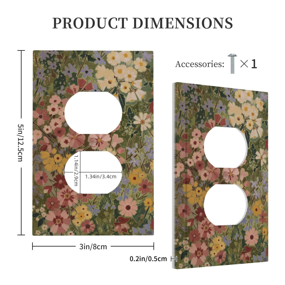 Rustic Colorful Floral Vintage Flower Decorative 1 Gang Receptacle Outlet Cover Electrical Duplex Wall Plate Single Duplex Wall Plate Light Switch Cover (Rustic Colorful Floral Vintage Flower / 1-Gang Duplex Mid)