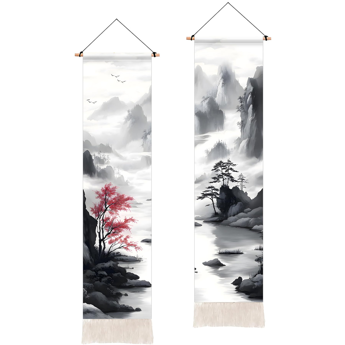 Pack of 2 Long Vertical Tapestry (Landscape ink 1 / 13"Wx51"H)
