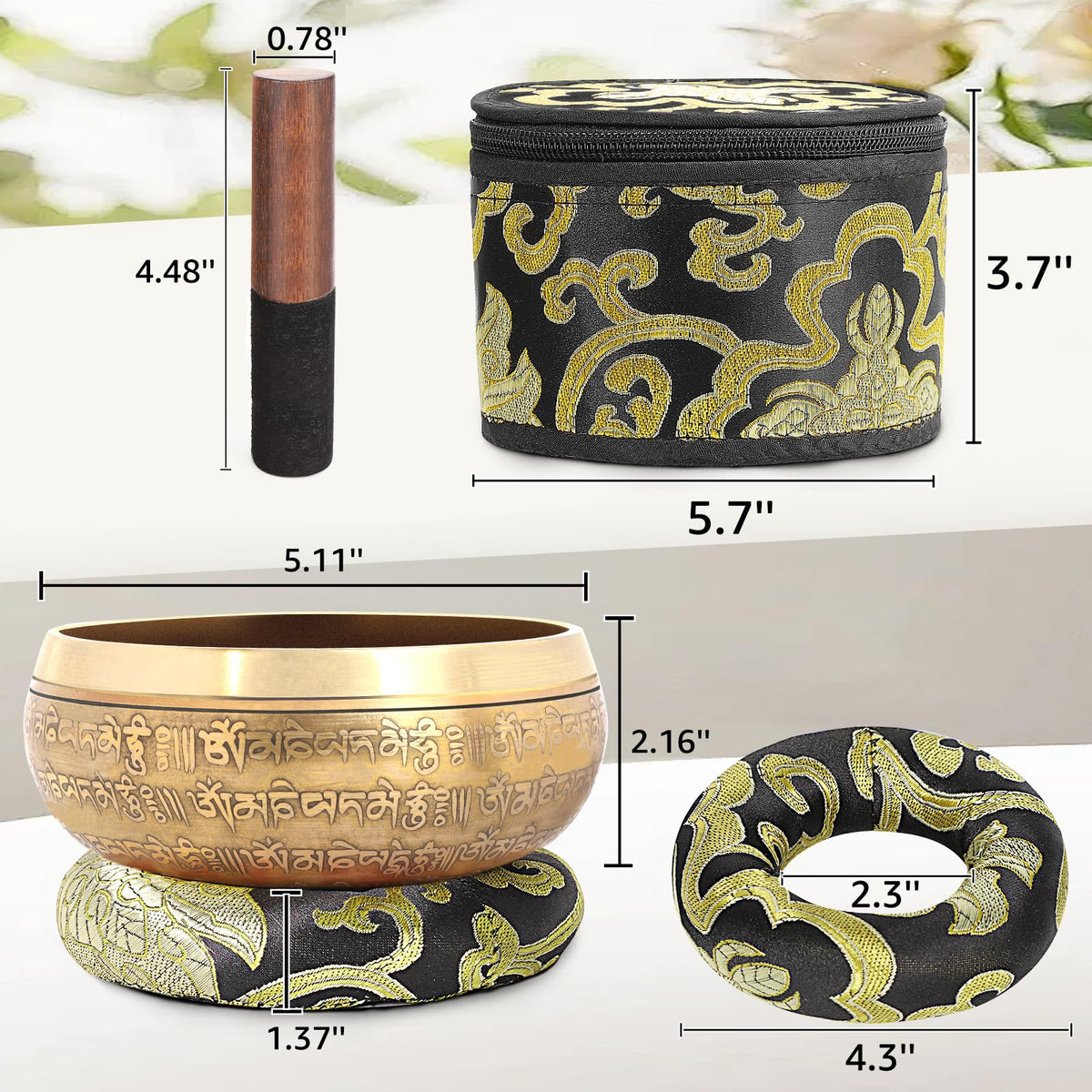 5'' Tibetan Singing Bowl Set (5 in / Black)
