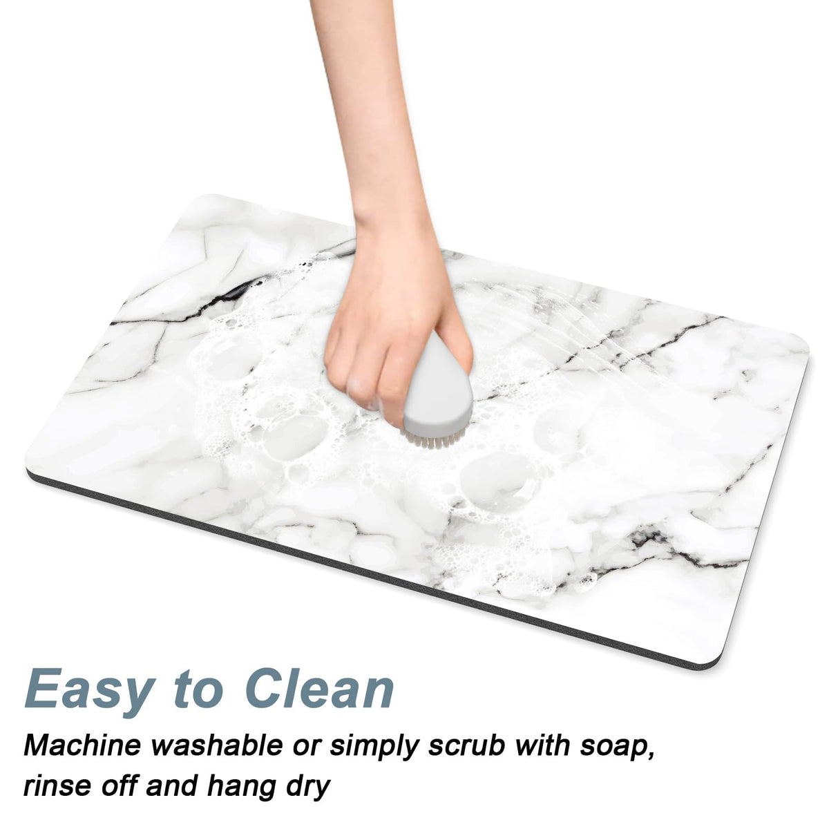 Coffee Mat 12" x 19" Cute Marble Style Coffee Bar Mats for Espresso Machine Station Accessories and Organizer (White Marble / 12" x 19")