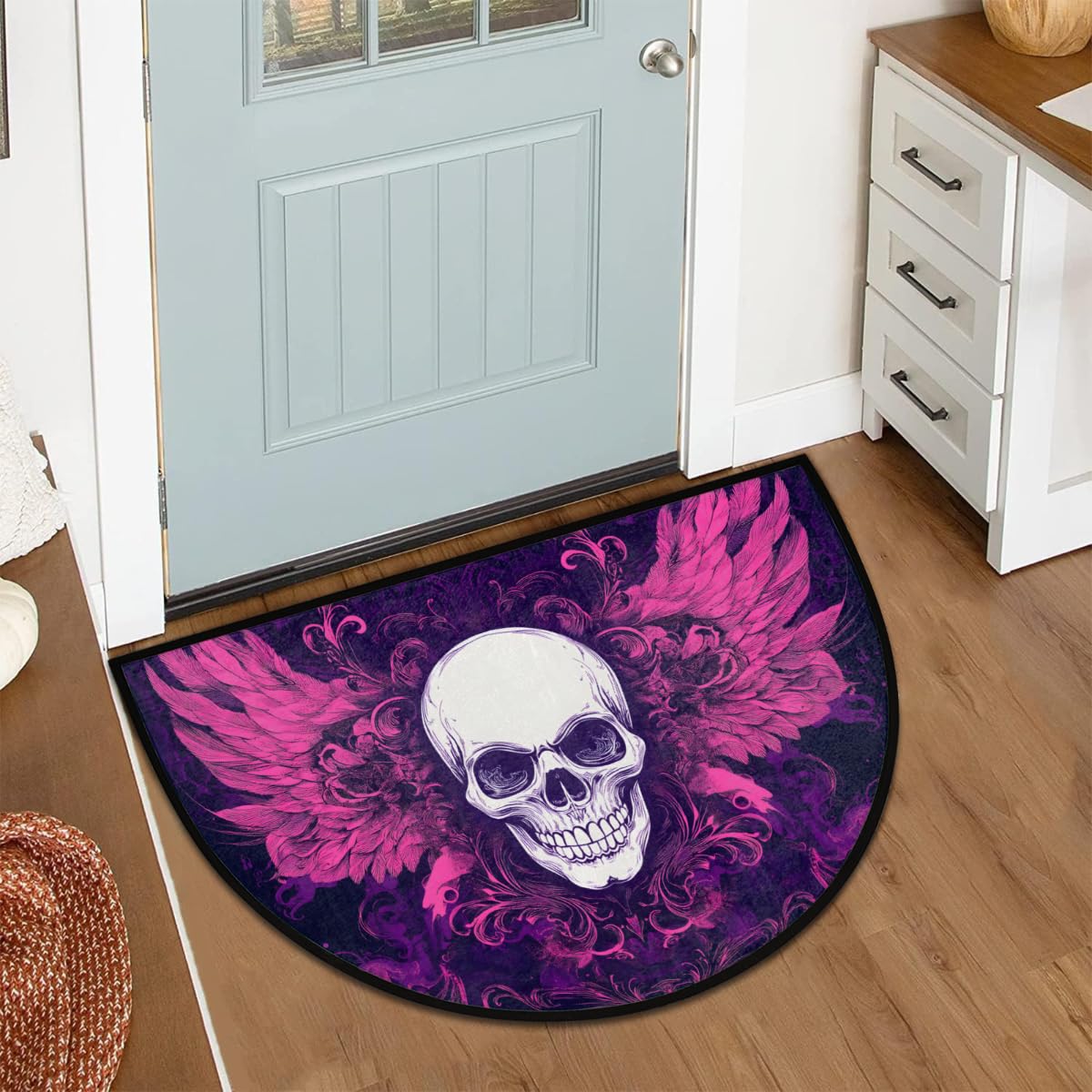 Front Door Mat Indoor Outdoor Entrance (B-25 Gothic Skull)