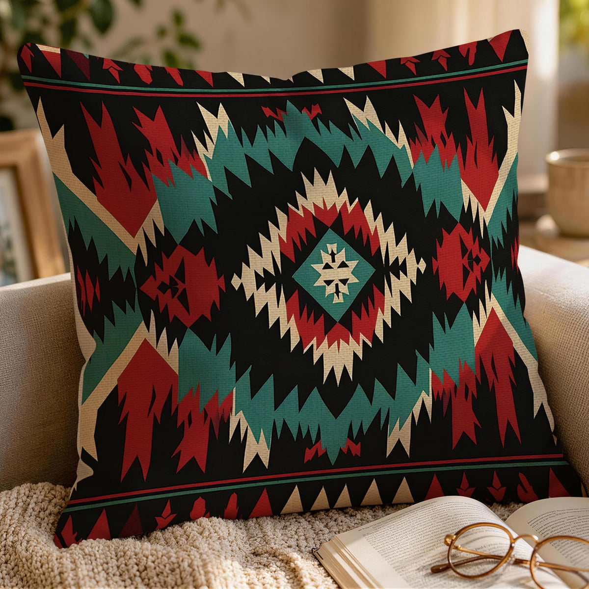 Bohemian Geometric Aztec Pillow Covers Set of 4 (Bohemian Geometry24 / 18" x 18" (Pack of 4))