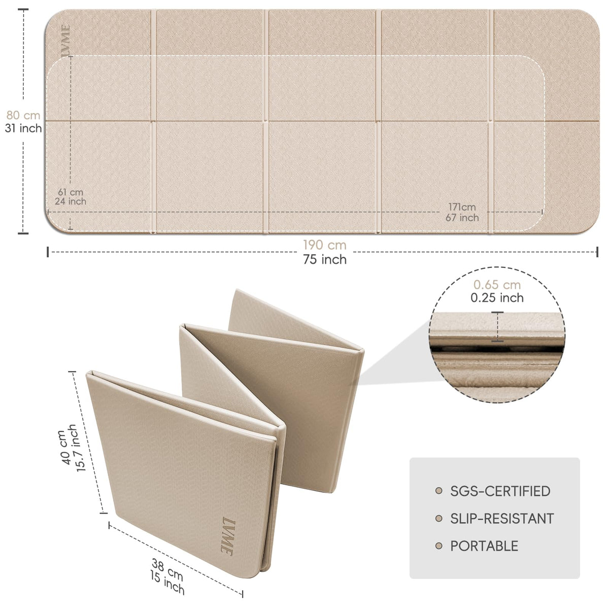 Foldable Yoga Mat (Milk Coffee)