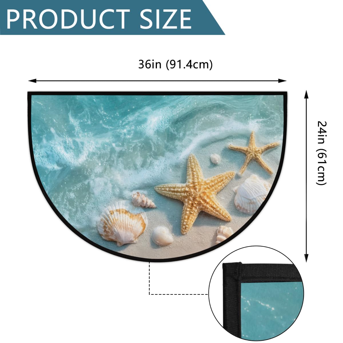 Front Door Mat Indoor Outdoor Entrance (B-14 Beach Ocean Starfish)