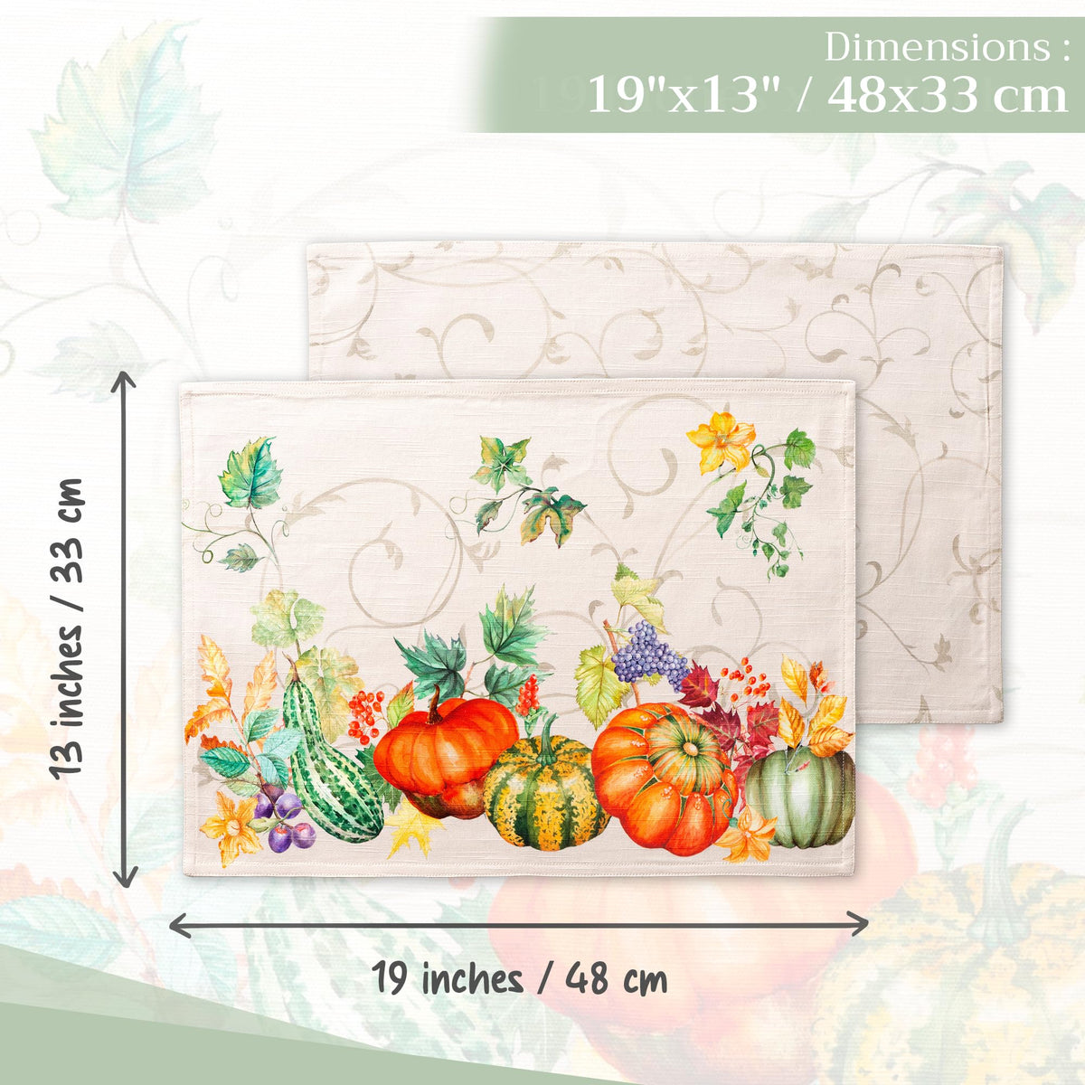 Placemats Set of 4 Reusable 100% Cotton (117 - Lumina / 13" X 19" (Pack of 4))