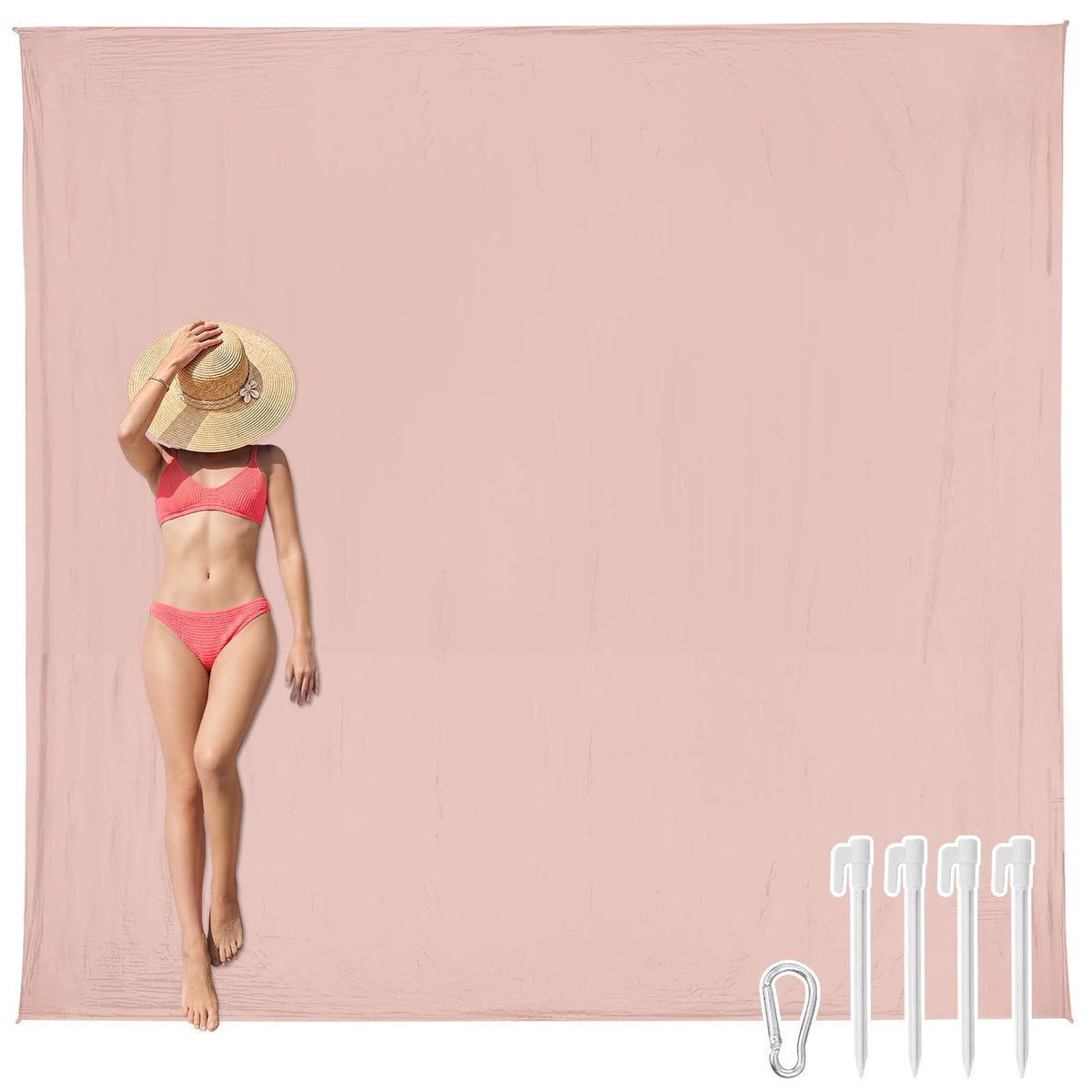 Beach Blanket Waterproof Sandproof (Pink / 120“×108”)