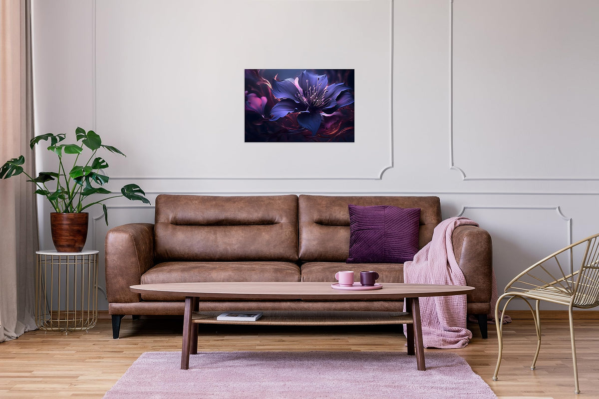 1 Pcs Purple Picture Purple Canvas Purple Pictures for Bedroom Wall Purple Flower with Swirls Print on Canvas Purple Flower Canvas for Home Decor Living Room Stretched and Framed 24x36 inch (36"L x 24"W / Purple Flower 3)