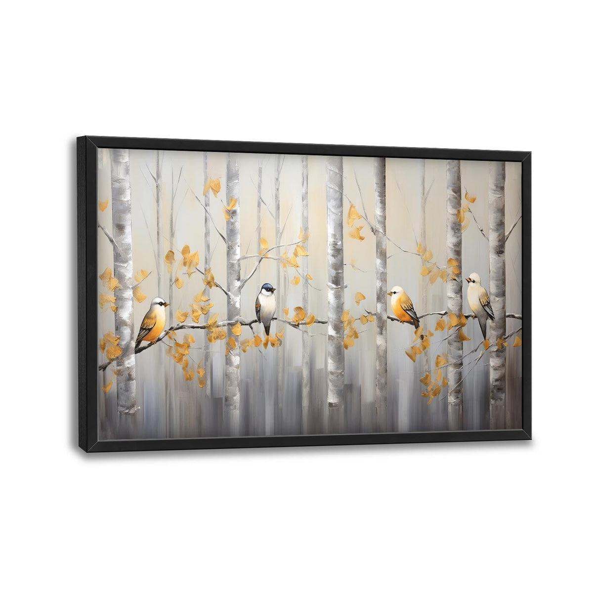 Bird Large Wall Art Abstract Forest Birds Pictures Wall Decor Yellow Woods Branches Tree Canvas Print Painting Artwork for Bathroom Living Room Bedroom 36L x 24W (Bird Tree / 36"L x 24"W)
