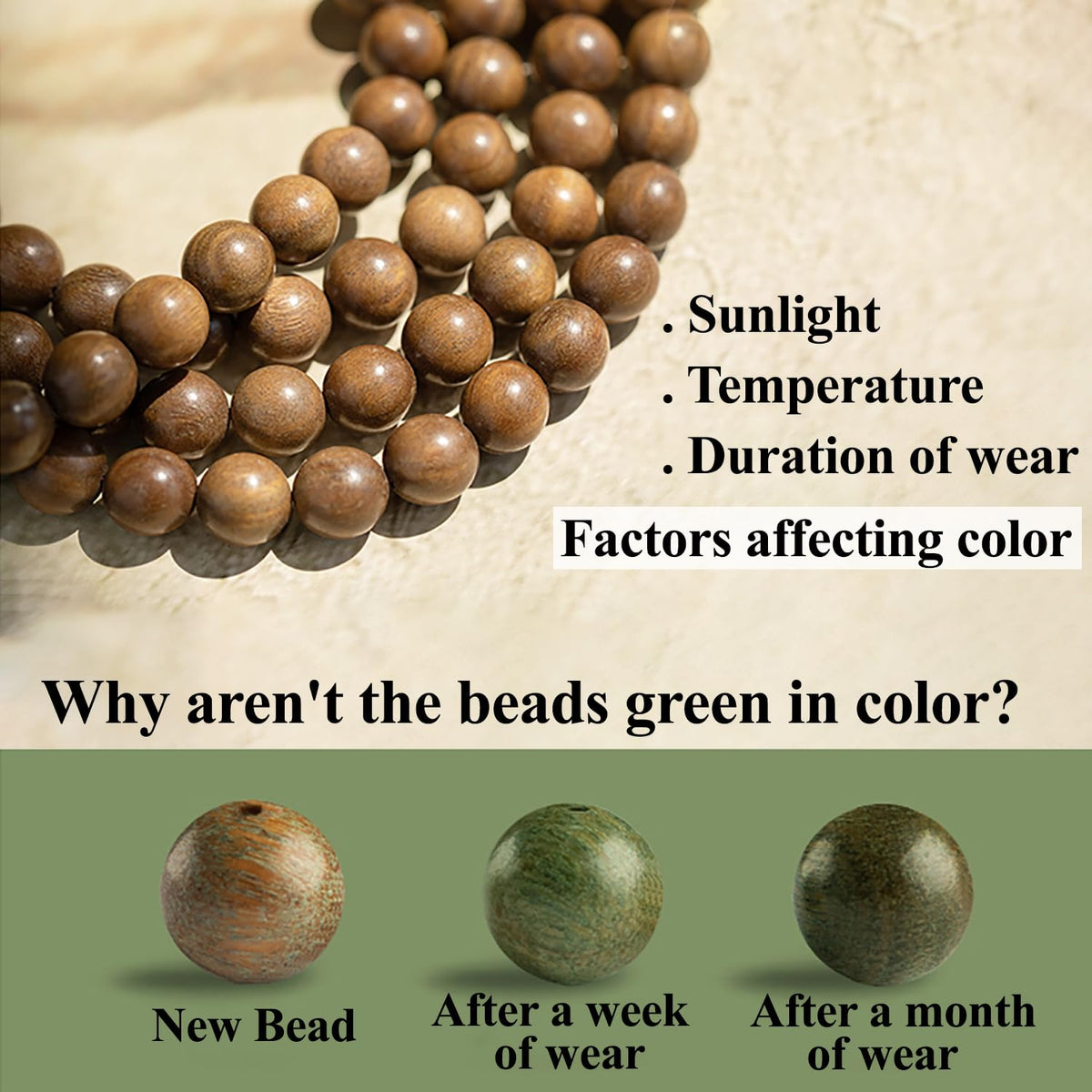12mm Natural Green Sandalwood 108 Mala Beads Necklace for Men Buddhist Prayer Beads Bracelet with Dharmacakra (12mm Beads)