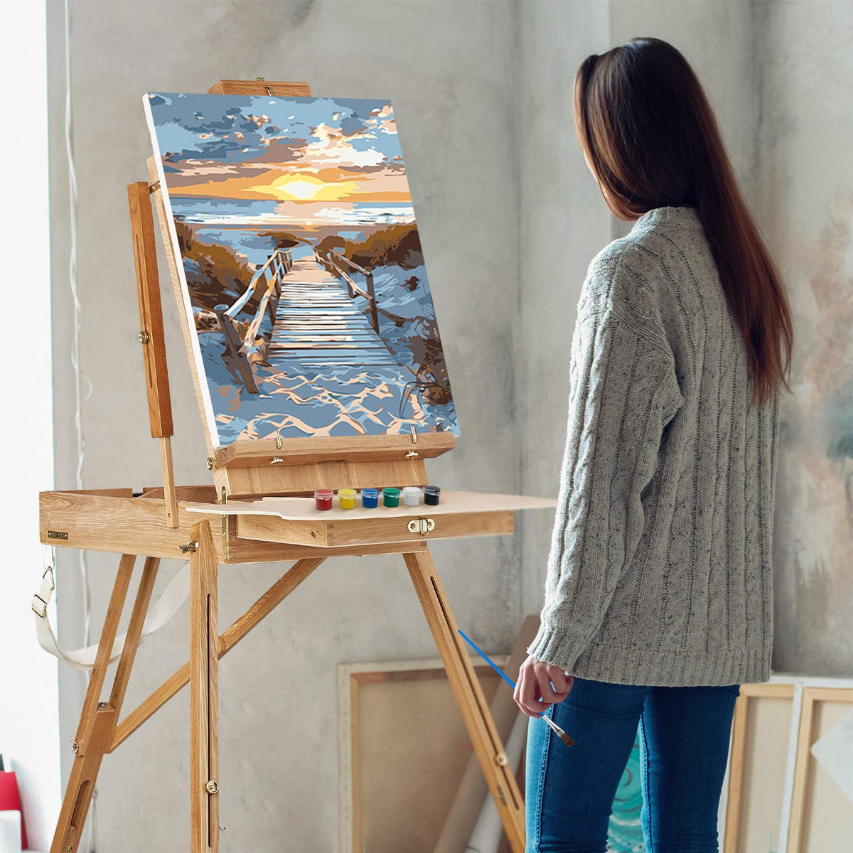 Beach Paint by Numbers Kit with Frame for Adults