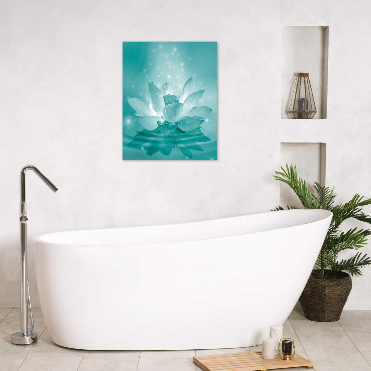 Water Lily Wall Art (Teal / 16"L x 12"W)