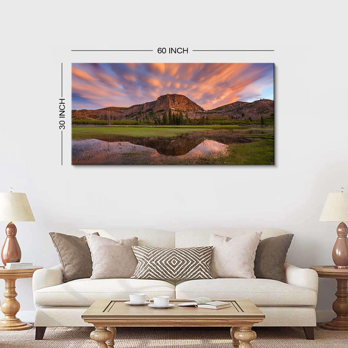 Big Mountain Scenery Wall Art Sunset Mountain Wall Decor for Living Room Forest Trees Paintings Picture USA National Parks Canvas Prints Realism Artwork for Bedroom Office Home Decorations 30x60" (60"L x 30"W / Field02)