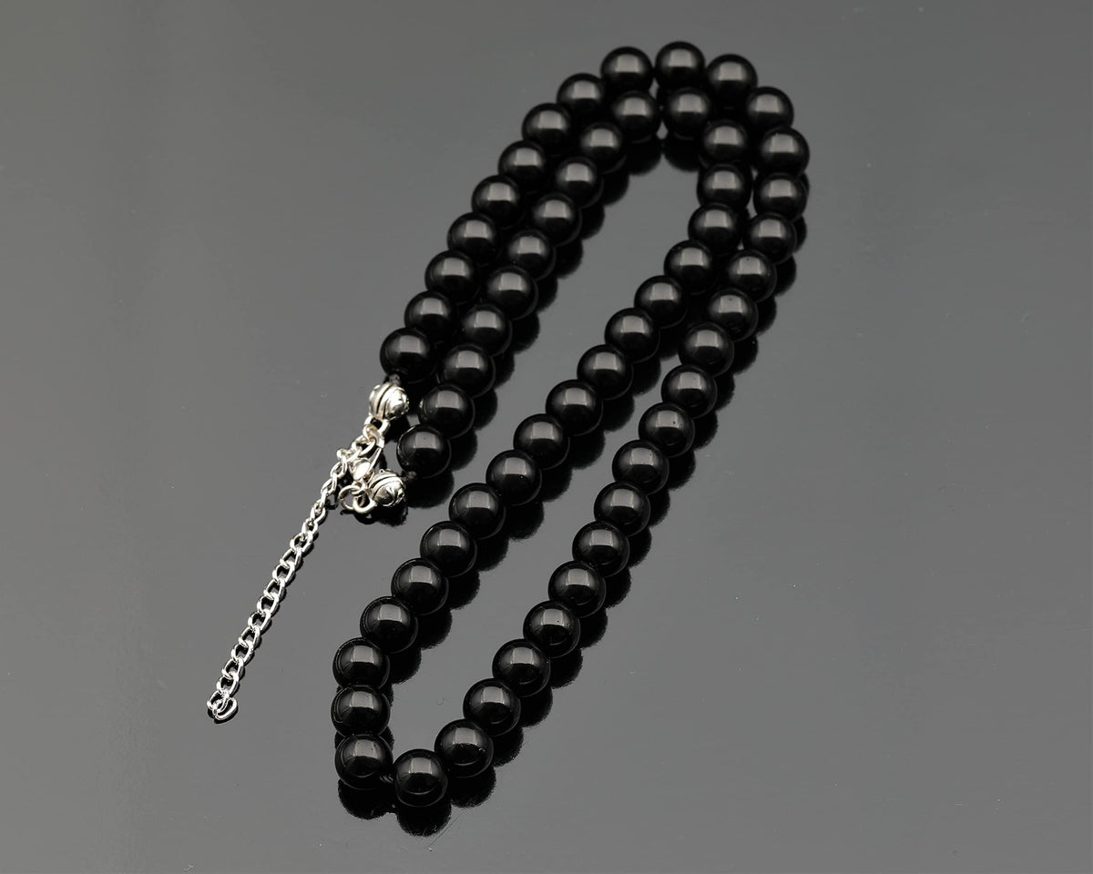 Natural Black Onyx Beaded Choker Necklace (Black Onyx / 30 Inches)
