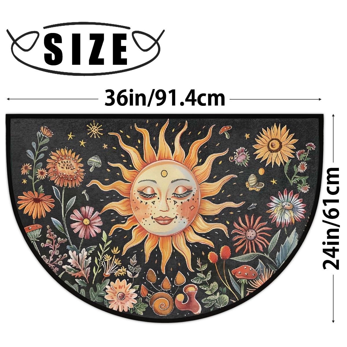 Sun Flowers Half Round Door Mat Non Slip Half Circle Rugs (A:a-color 2)