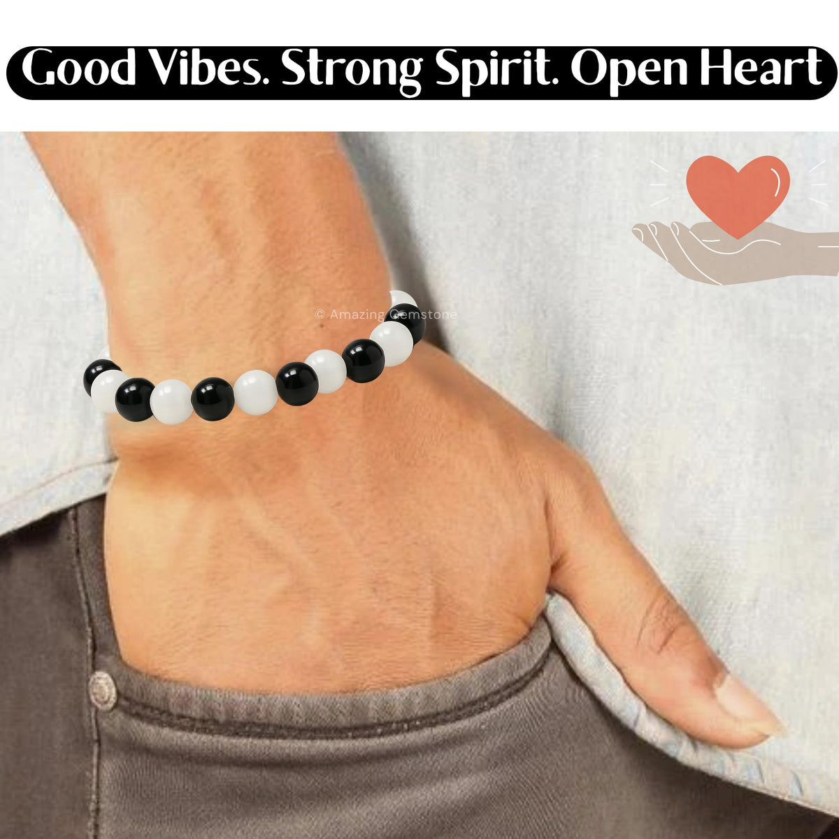 Selenite Black Tourmaline Bracelet for Women Men's Gifts (Selenite Black Tourmaline)