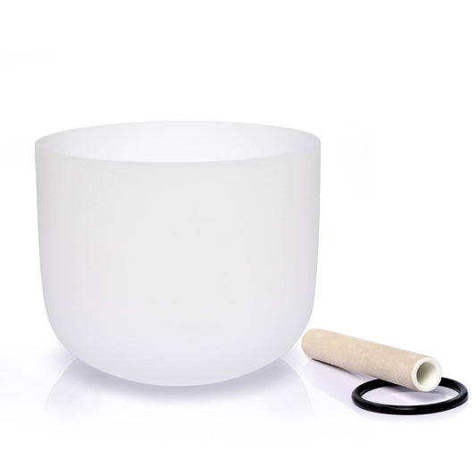 B Note Crown Chakra Quartz Frosted Crystal Singing Bowl 8 inch (8 inch / B note)