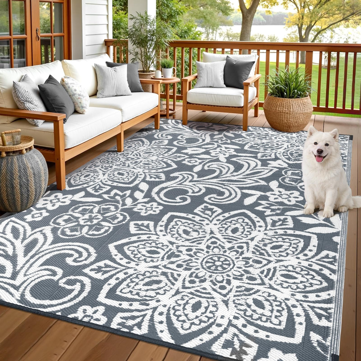Waterproof Outdoor Rug 6' x 9' (Grey / 6' x 9')