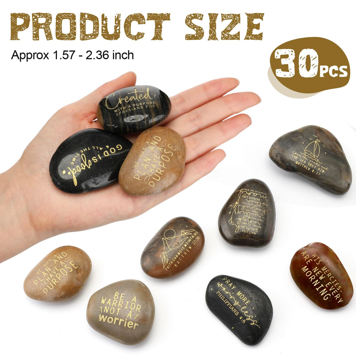 30 Pcs Bible Verses Scripture Stones Gifts Inspirational Rocks (Inspiring Bible)