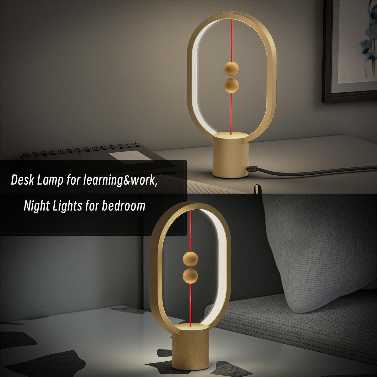 Bedroom Lamps (Wood -7.87")
