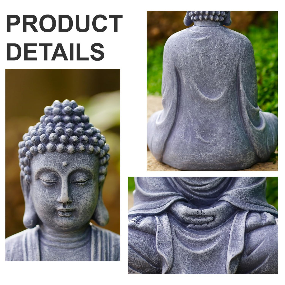 11.4" Meditating Buddha Statue Home Decor (Gray - 11.4 Inch)