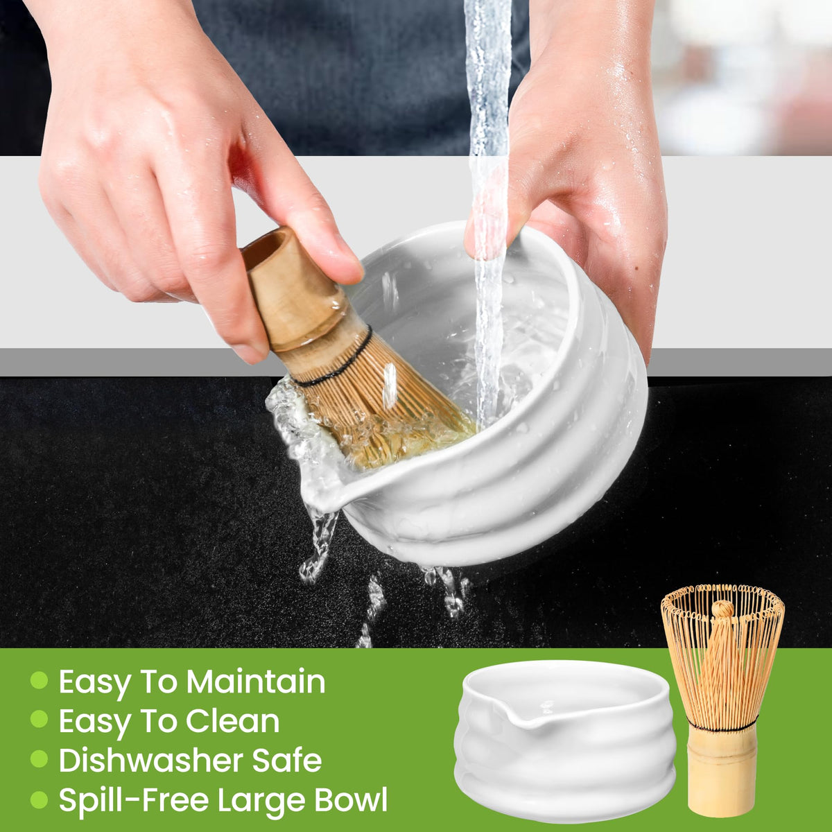 Matcha Whisk Set and Bowl (White)