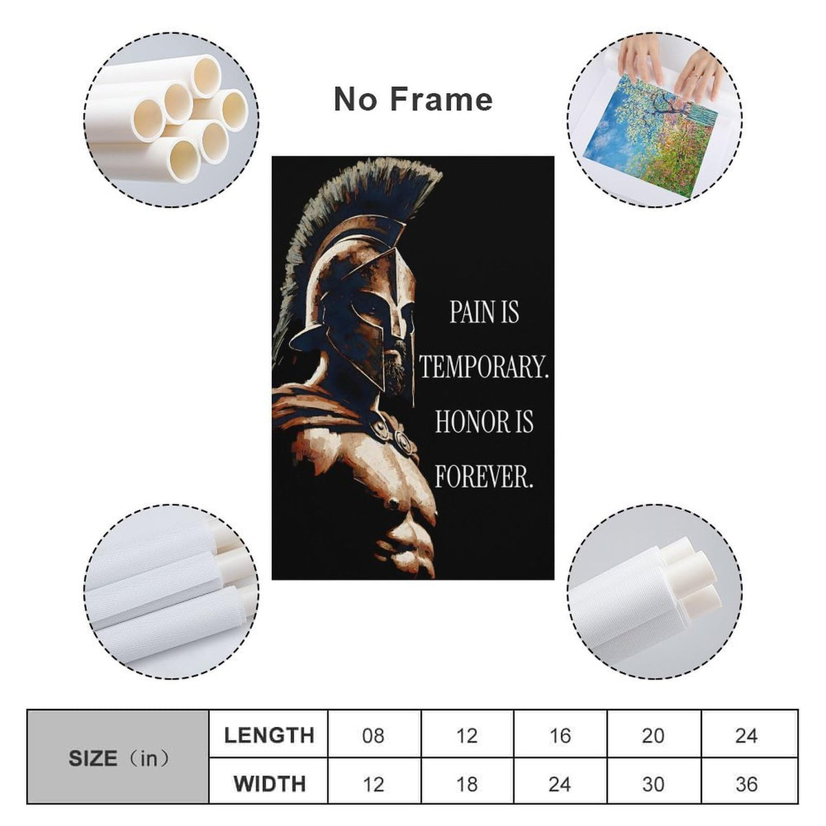 Pain Is Temporary Honor Is Forever Spartan Warrior Code Canvas Printing Wall Art Prints Wall Decor Posters Motivational Black Gold Stoic Living Room Bedroom Office Gym Decor 20x30inch (style-32 / 20x30inch(50x75cm) Unframe)