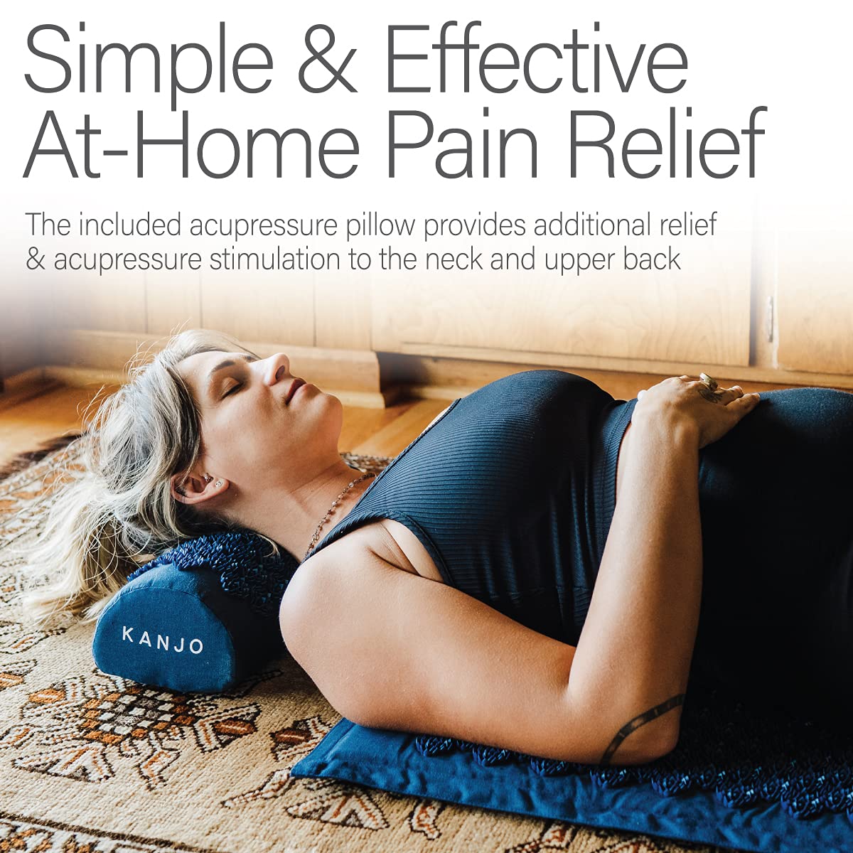 Acupressure Mat and Pillow Set for Back Pain Relief & Neck Pain Relief (Standard Onyx)