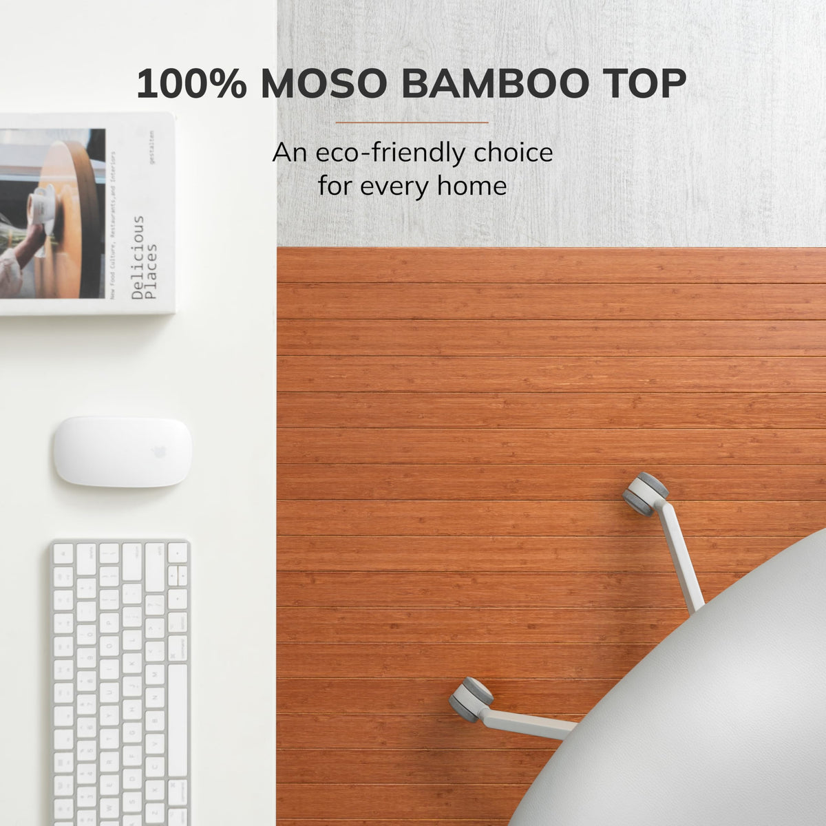 48" x 42" Bamboo Office Chair Mat for Carpet & Hardwood Floor (Walnut / 48" x 42" / Without Lip)