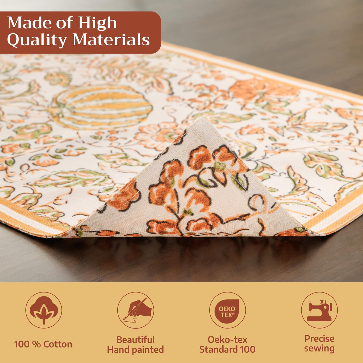 Placemats Set of 4 Reusable 100% Cotton (007 - Pumpkin Spice / 13" X 19" (Pack of 4))