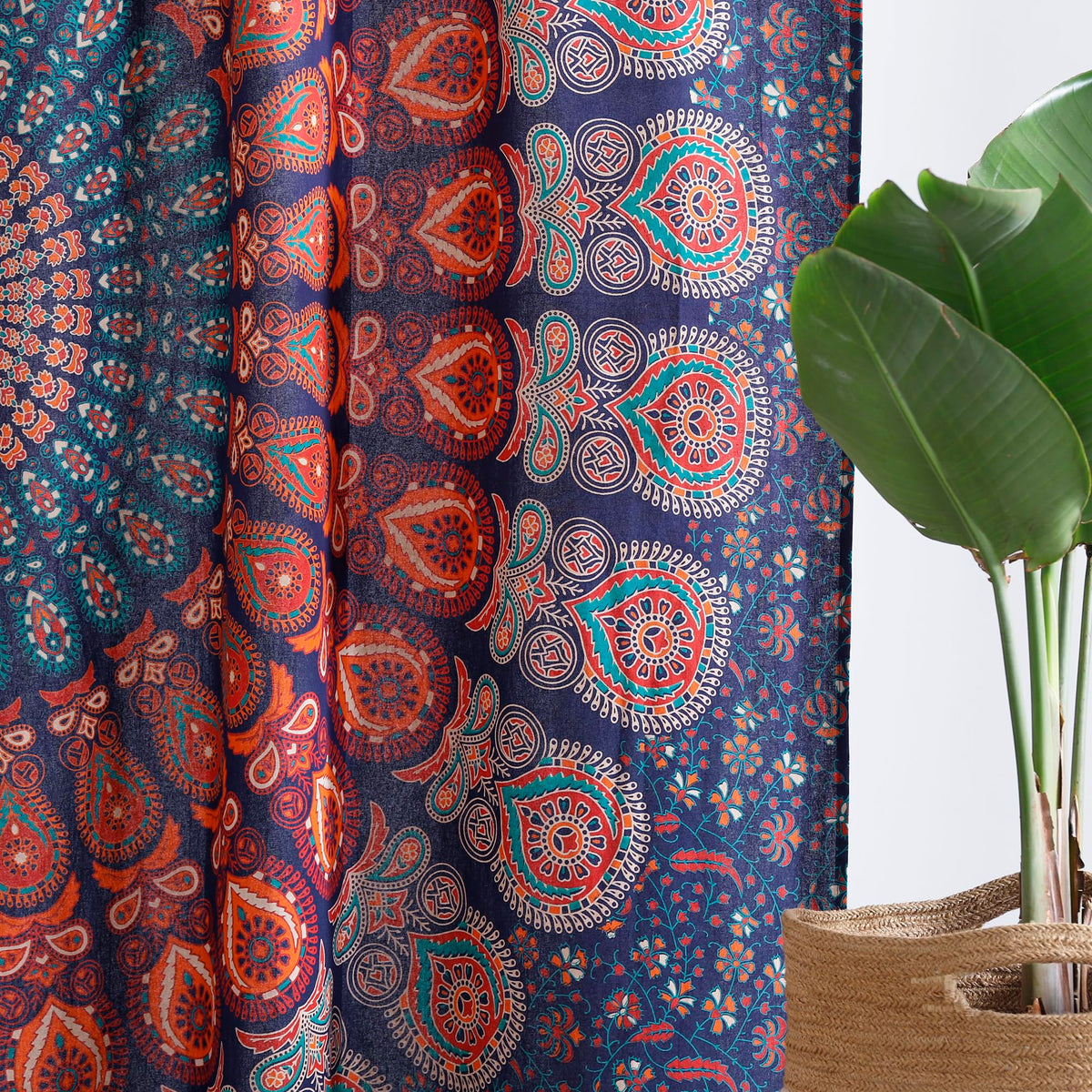 Blue Hippie Mandala Curtains 100 Inch Length for Living Room Bedroom 2 Panels Set Light Filtering Semi Sheer Window Curtains 84 Inch Width Boho Farmhouse Drapes W84xL100 Blue Multi (Blue Multi / 84"W x 100"L (Pack of 2))
