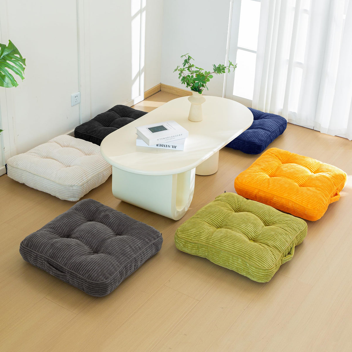 Floor Pillow Cushion for Adults (Square Navy / 4" Thick(Pack of 1))