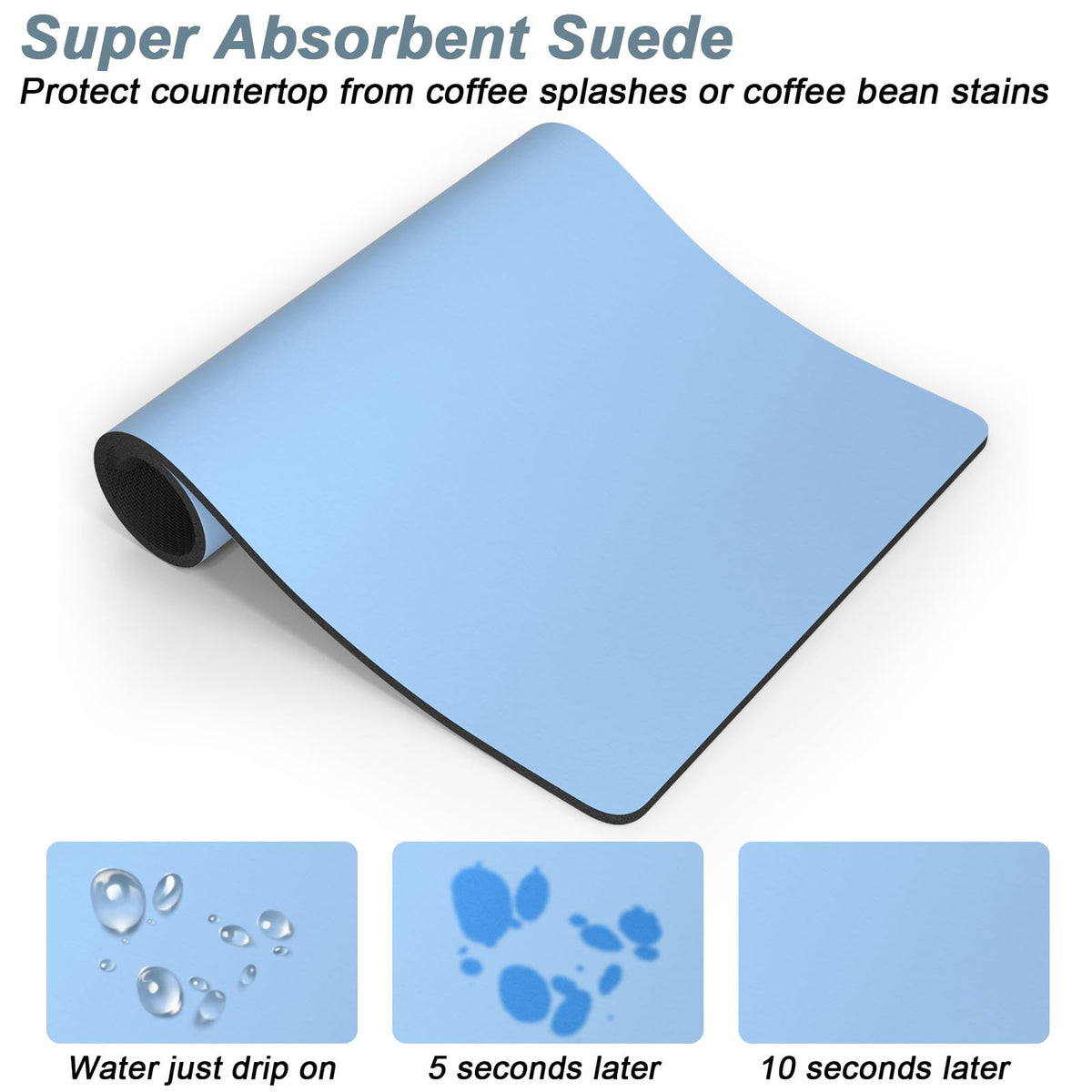 Coffee Mat 12" x 19" Coffee Bar Mats for Espresso Machine Station Accessories and Organizer (A-Sky Blue / 12" x 19")