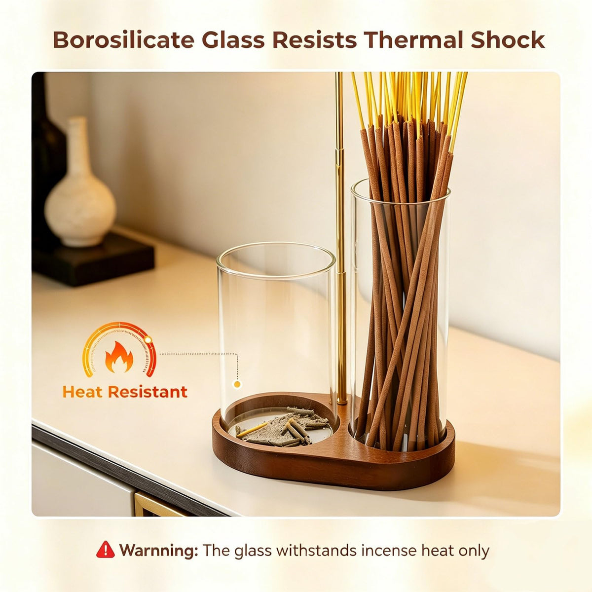 2 in 1 Incense Holder for Sticks Upside Down Anti (Brown02)