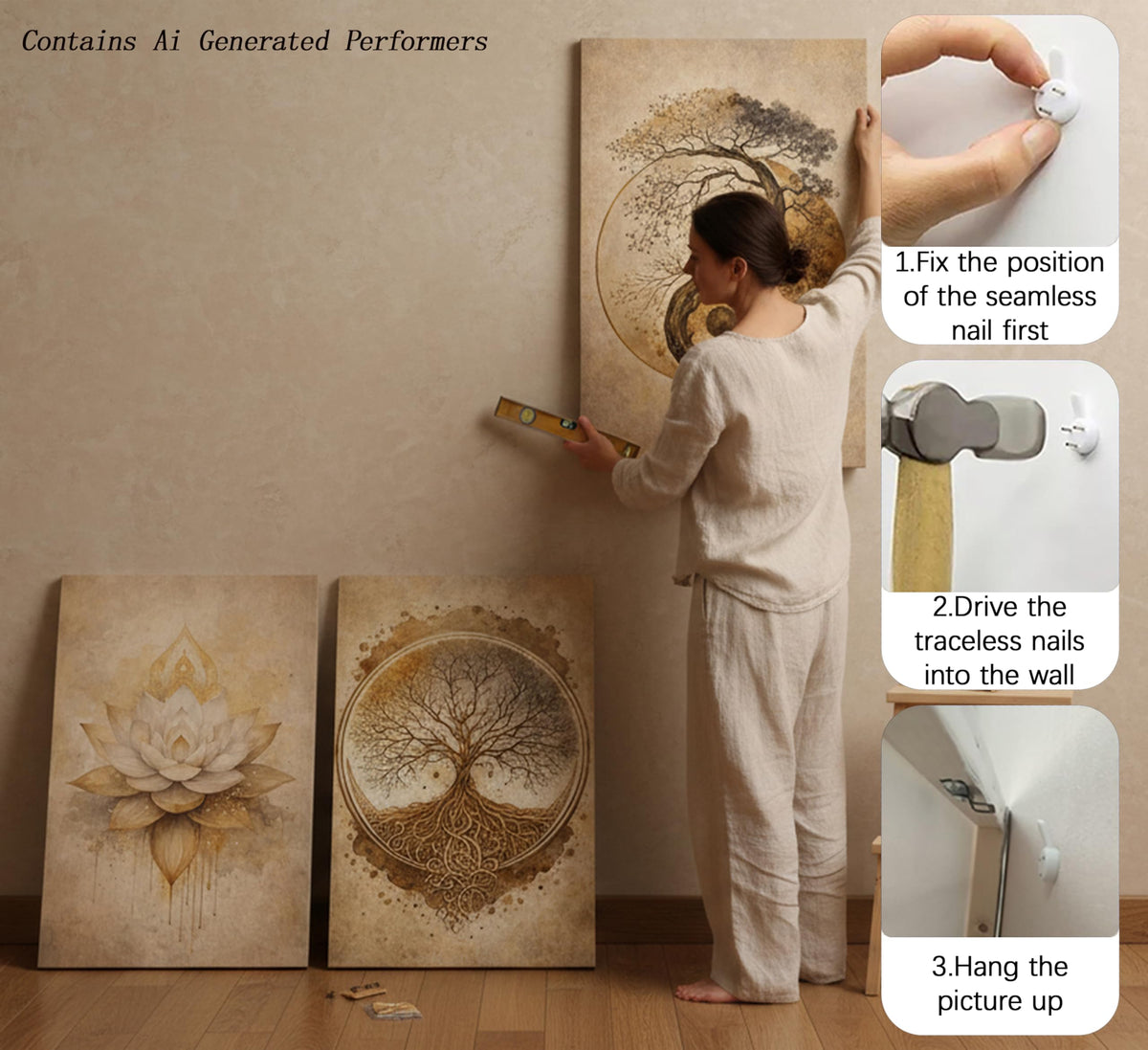 3Pcs Tree of Life Canvas Wall Art (Tree of Life / 24"L x 16"W)