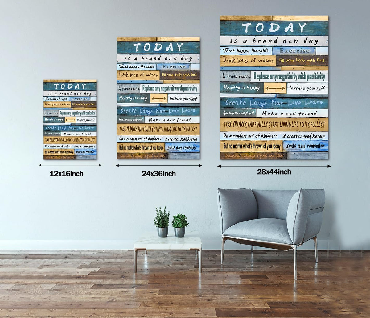 Large Inspirational Wall Decor Motivational Word Theme Prints Team Positive Motto Famous Words Blue Rustic Artwork Picture for Bathroom Office Framed Easy to Hang (Style_09 / 44"L x 28"W)