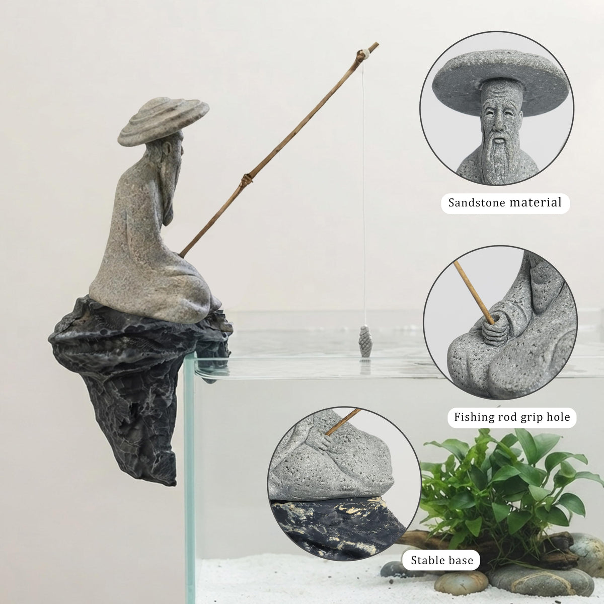 Japanese Fisherman Statue with Rock (A Fisherman)
