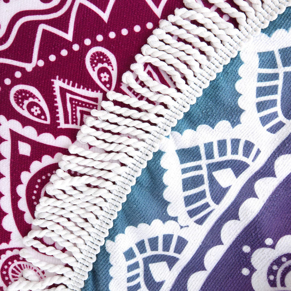 Oversize Round Mandala Beach Towel Blanket (Green Pink Mandala Beach Towel)