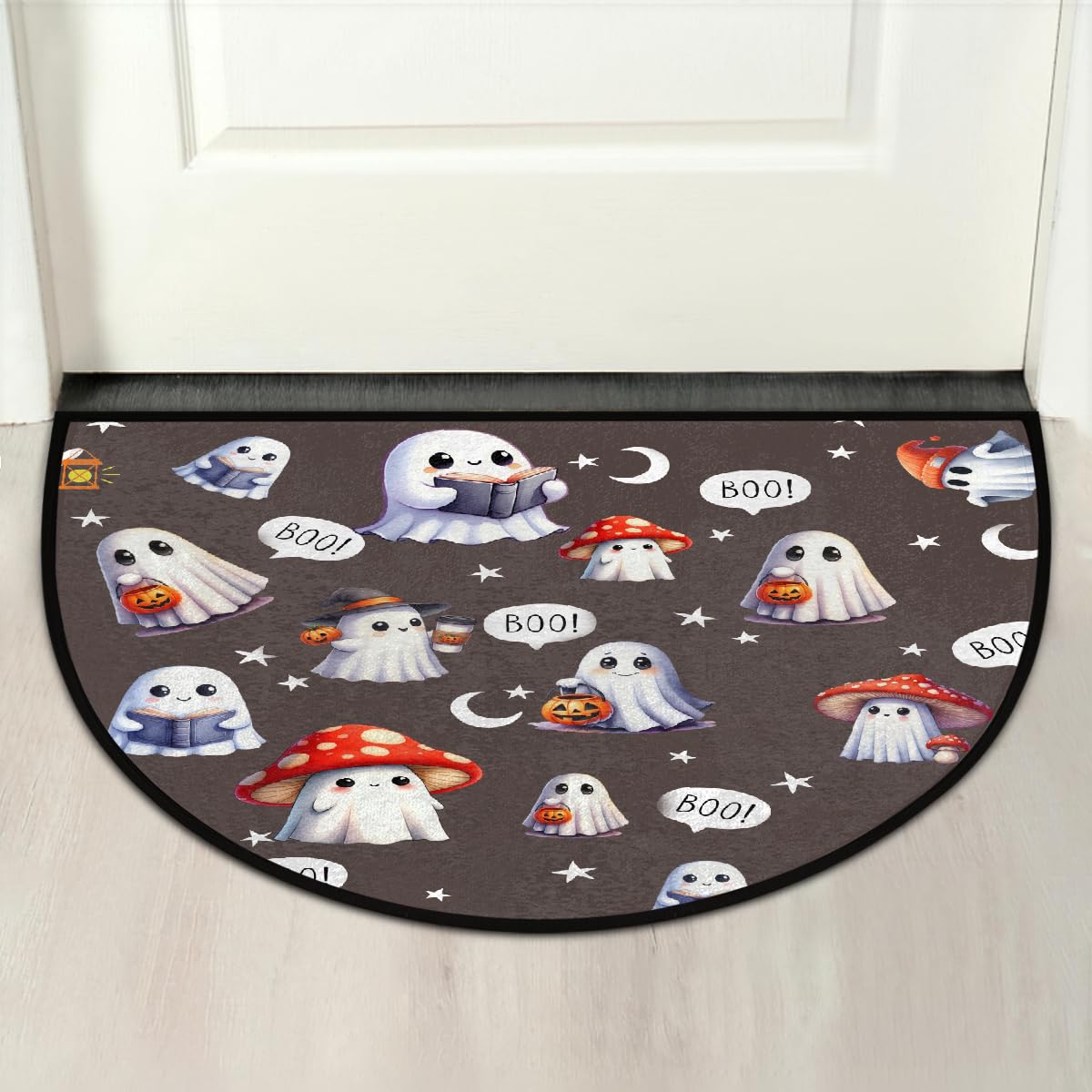 Halloween Half Round Doormat Non Slip Half Moon Rug Outdoor Welcome Mat (B 030)