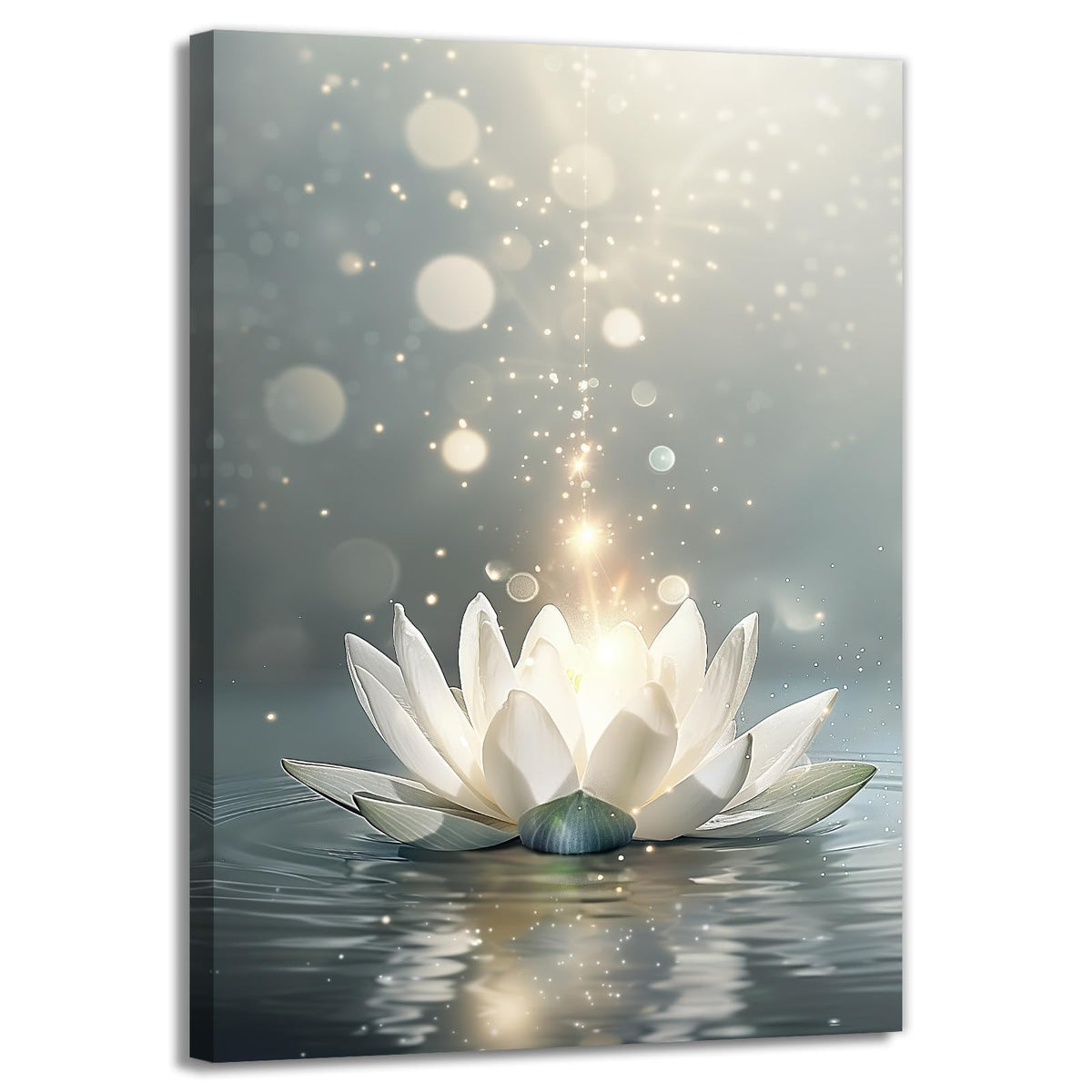 Lotus Flower Wall Art Blooming Floral In Water Painting Zen Spiritual Canvas Print Meditation Art for Living Room Yoga Studio Wall Decor (Artwork-5 / 36"L x 24"W)