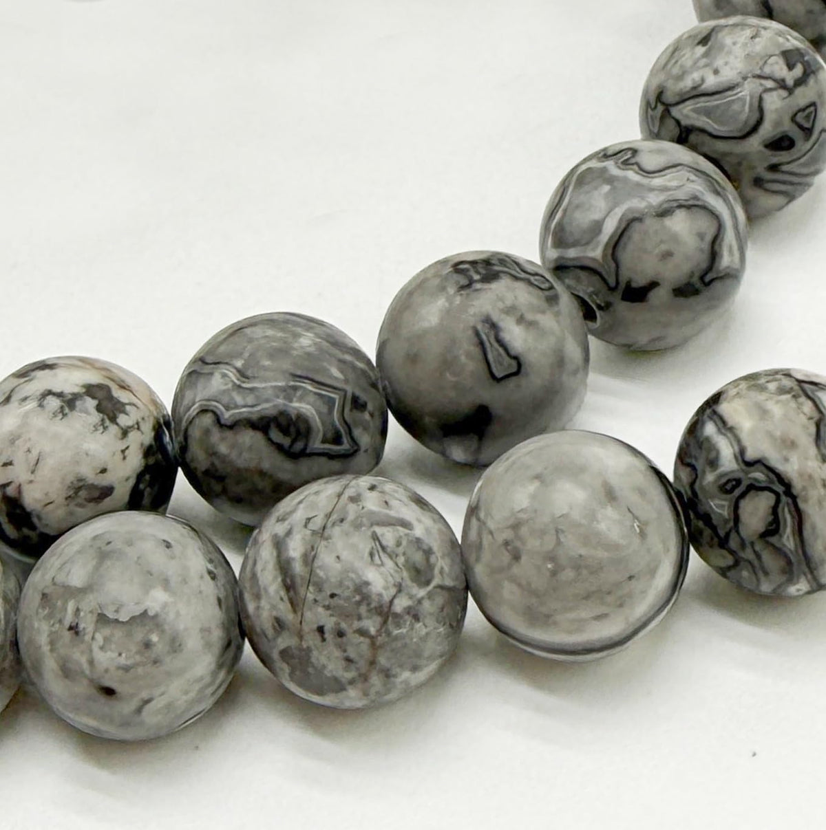 Elegant 8mm Jasper Map Agate Handmade Tasbih (99 Beads)