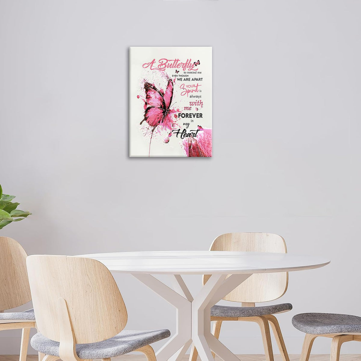 Pink Butterfly Wall Art Watercolor Bathroom Pictures Wall Decor Inspirational Quotes Canvas Prints Painting Framed Artwork Decoration for Bedroom Living Room Office 20"x16" (20"L x 16"W / Watercolor Butterfly-Pi)
