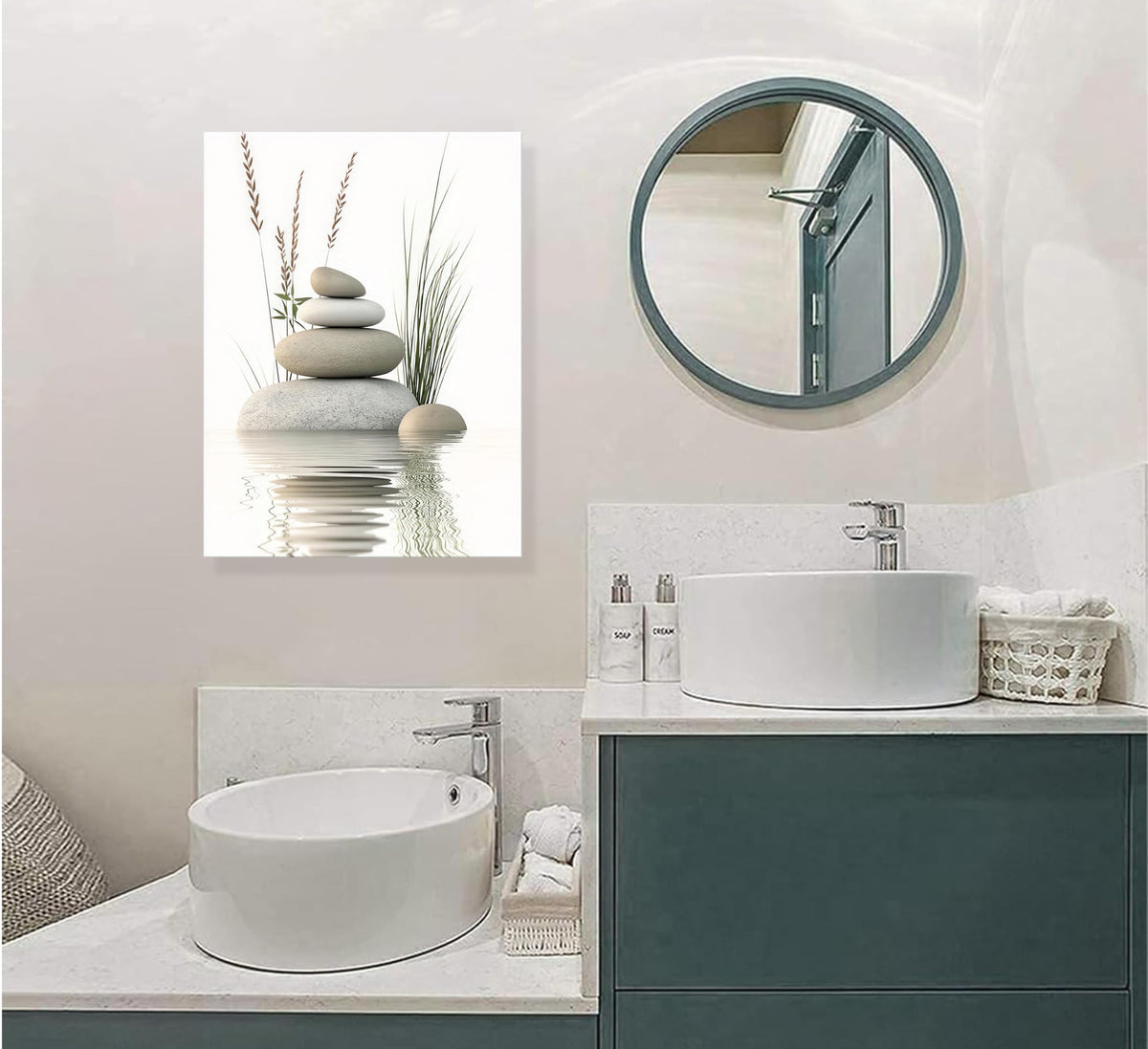 Zen Bathroom Canvas Wall Art (Canvas Zen / 24"L x 16"W)