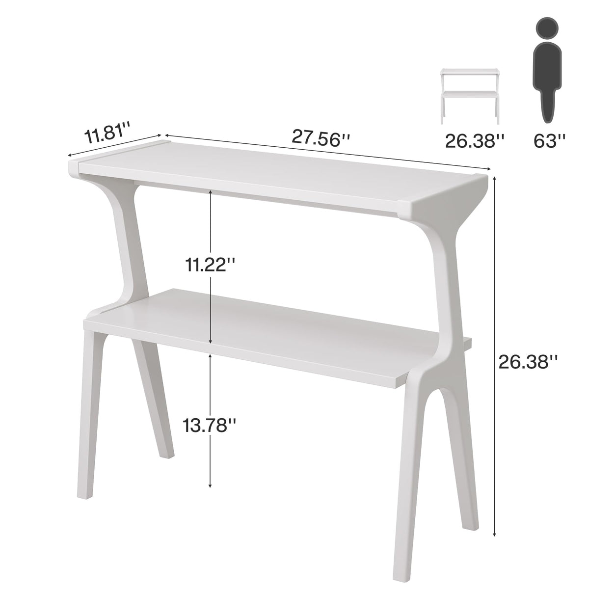 Set of 2 Solid Wood End Table (White)