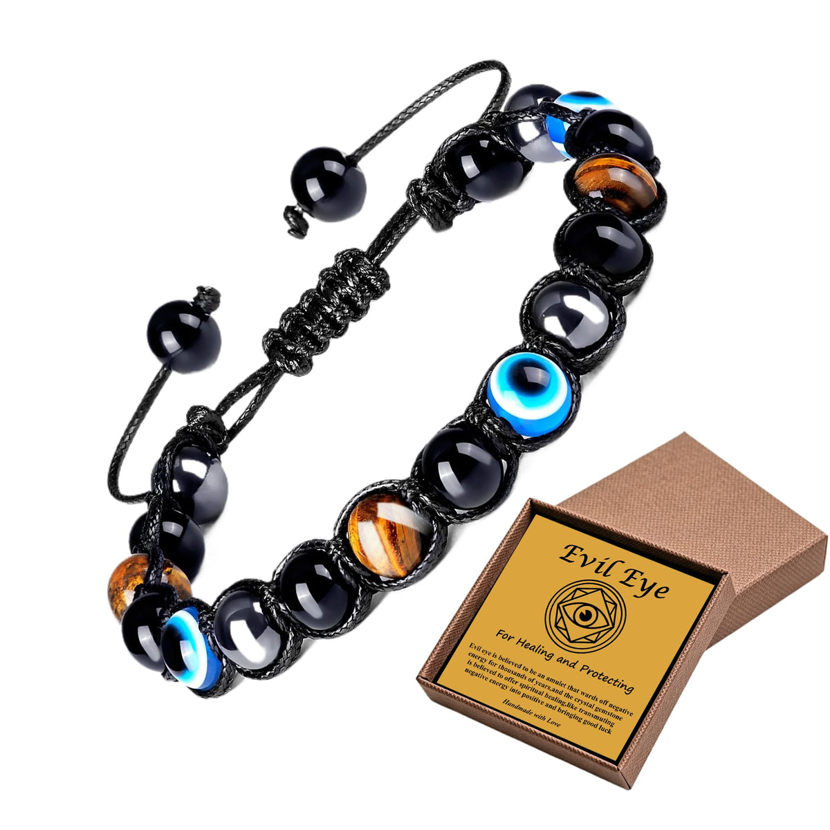 Evil Eye Bracelets for Mens Women (8mm)