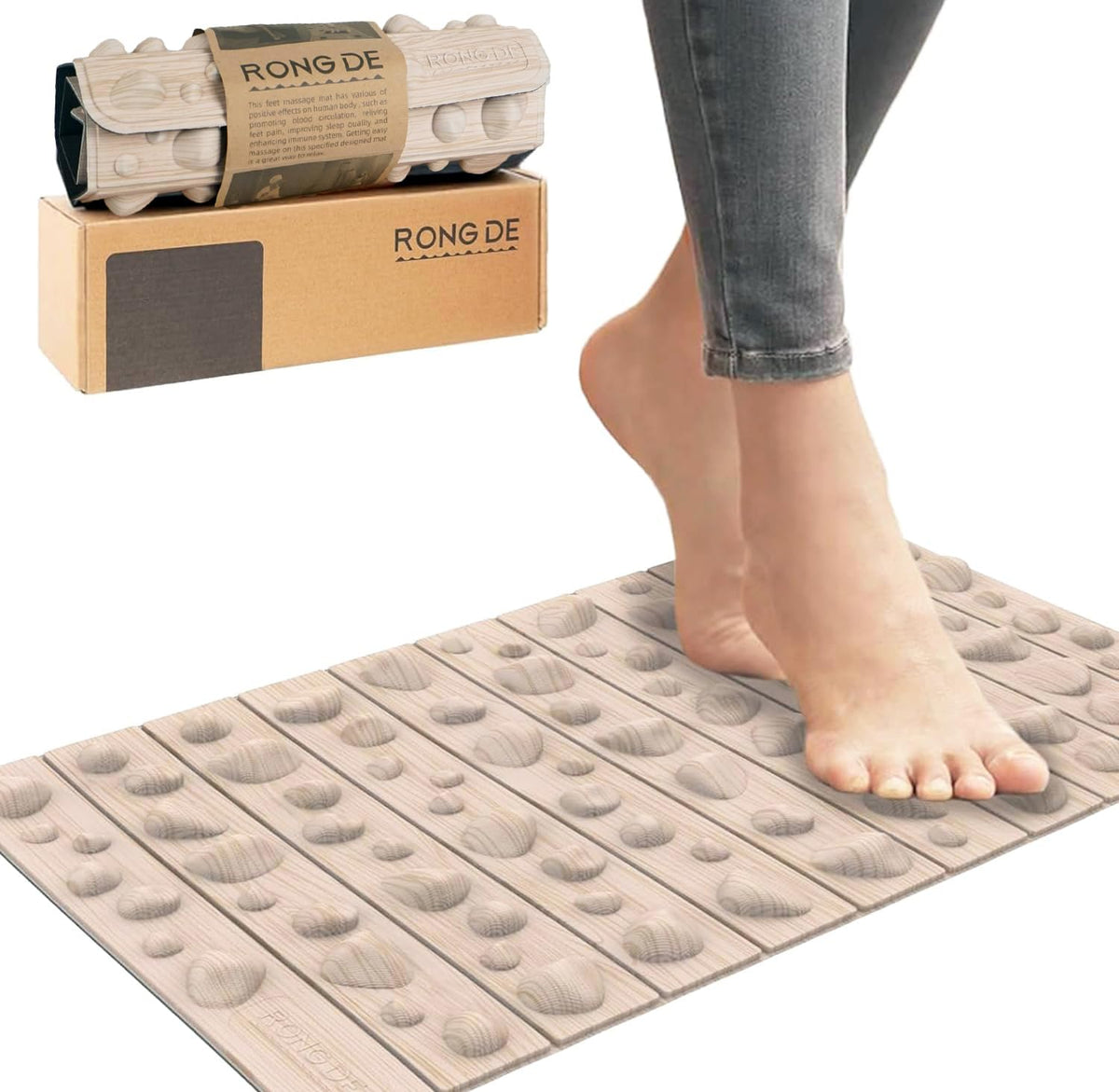 Portable Foot Massager Mat (Khaki - Small)