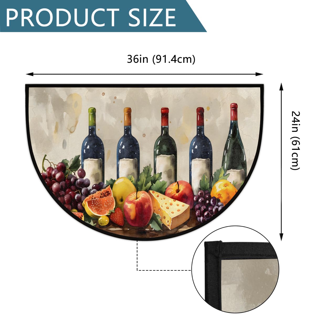 Grape Half Round Rug Half Moon Door Mat Half Circle Rugs (A:a-color 12)