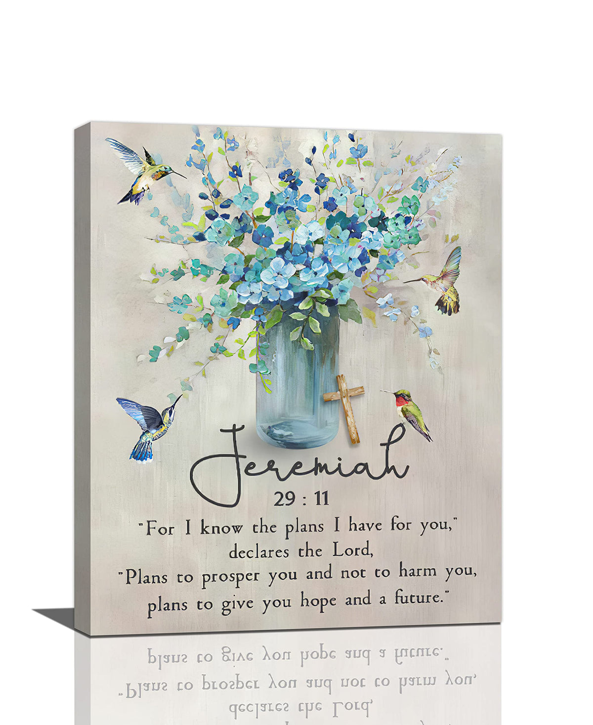 Scripture Jeremiah Wall Art Christian Bible Verses Canvas Prints Painting Bathroom Pictures Framed Gifts Farmhouse Artwork Home Bedroom Decor 16"x20" (20"L x 16"W / Jeremiah Flower Hummingbird)
