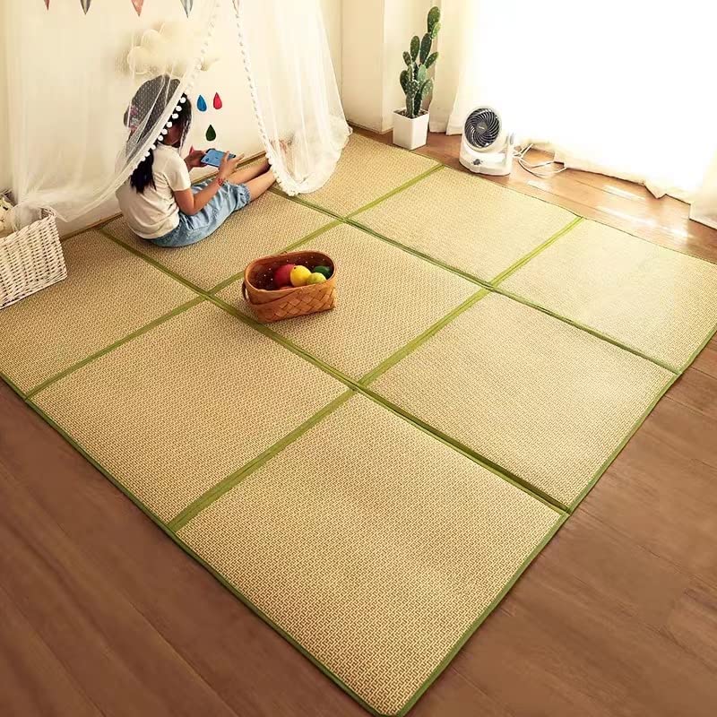71'' x 71'' Tatami Mat Rattan Japanese Floor Mats (Green)